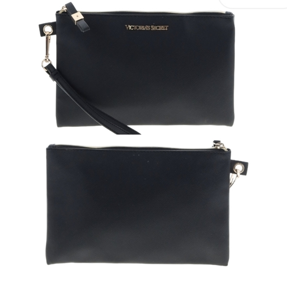 Victoria's Secret Classic Solid Black Wristlet - 10" L, 6.25" H, 1" D